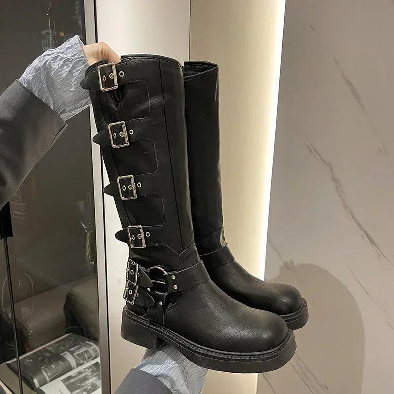 Edgy Low Heel Punk Gothic Rock Boots