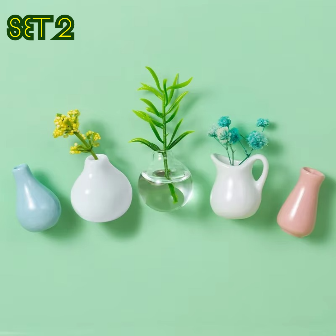 Set of 5 Mini Magnetic Flower Vases for Modern Home Decor
