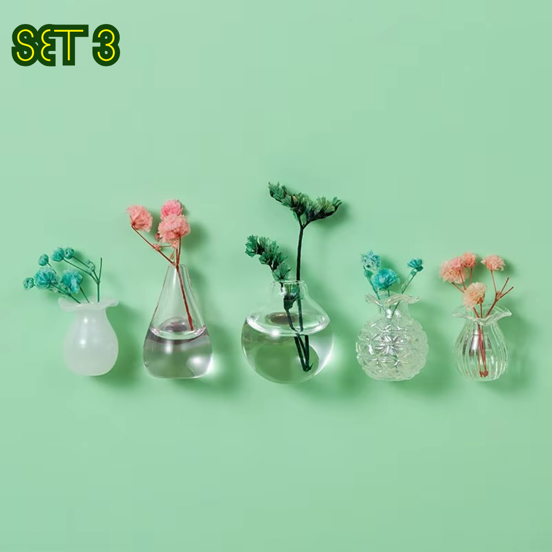 Set of 5 Mini Magnetic Flower Vases for Modern Home Decor