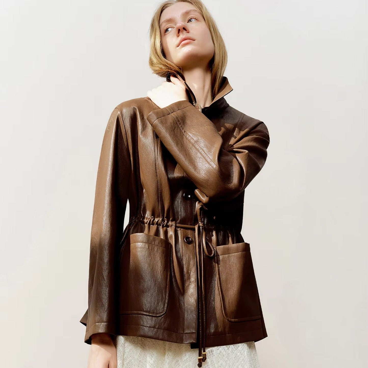 Women's Oversized Leather Jacket
