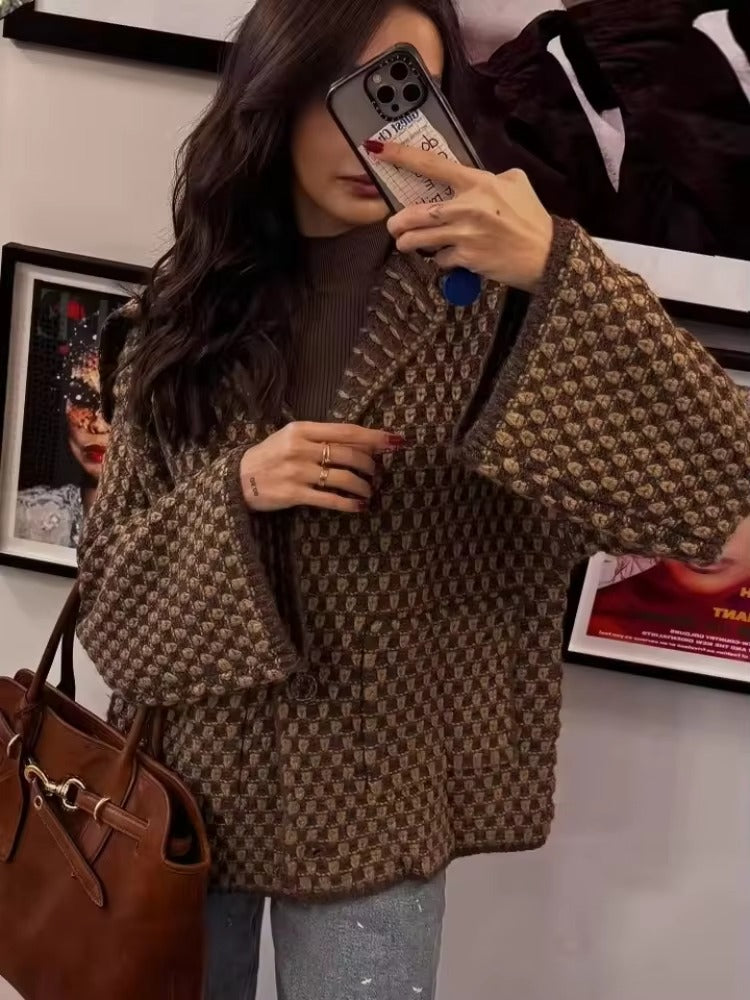 Women's Oversized Jacquard Knit Cardigan