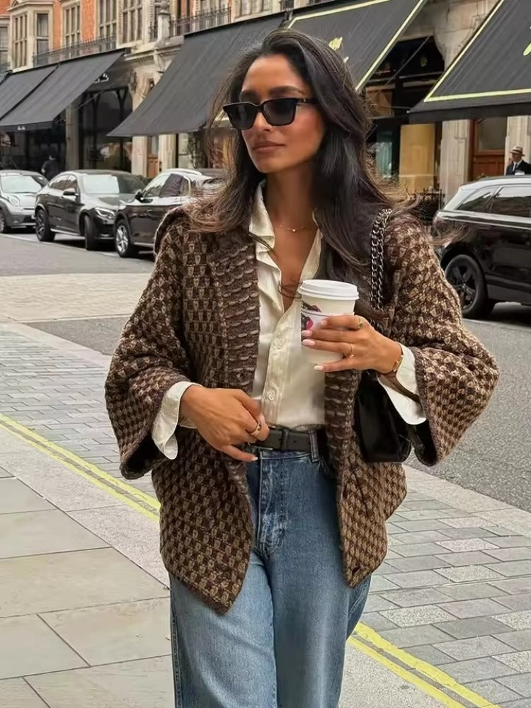 Women's Oversized Jacquard Knit Cardigan