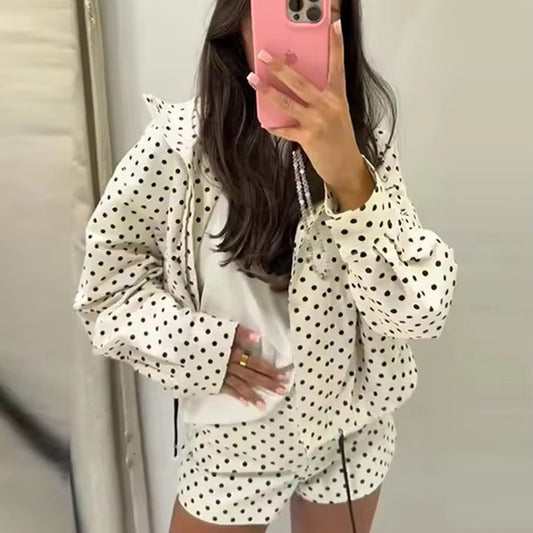 Women's Polka Dot Cropped Jacket