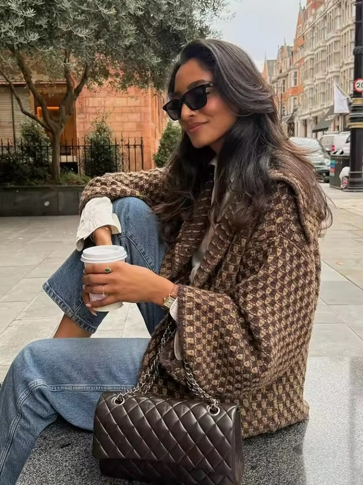Women's Oversized Jacquard Knit Cardigan