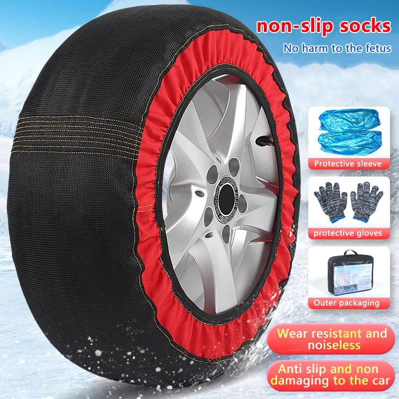 Anti-Slip Snow Socks for Car Tires - Reusable Winter Traction Covers