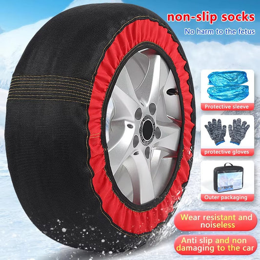 Anti-Slip Snow Socks for Car Tires - Reusable Winter Traction Covers