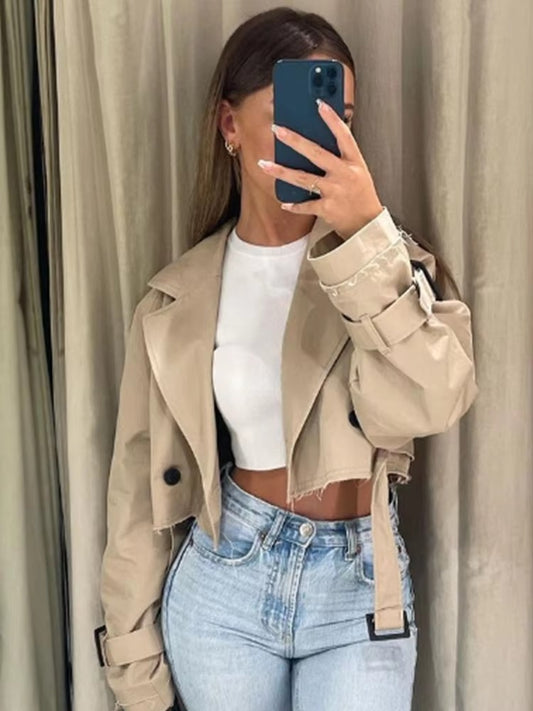 Women's Oversized Cropped Trench Coat