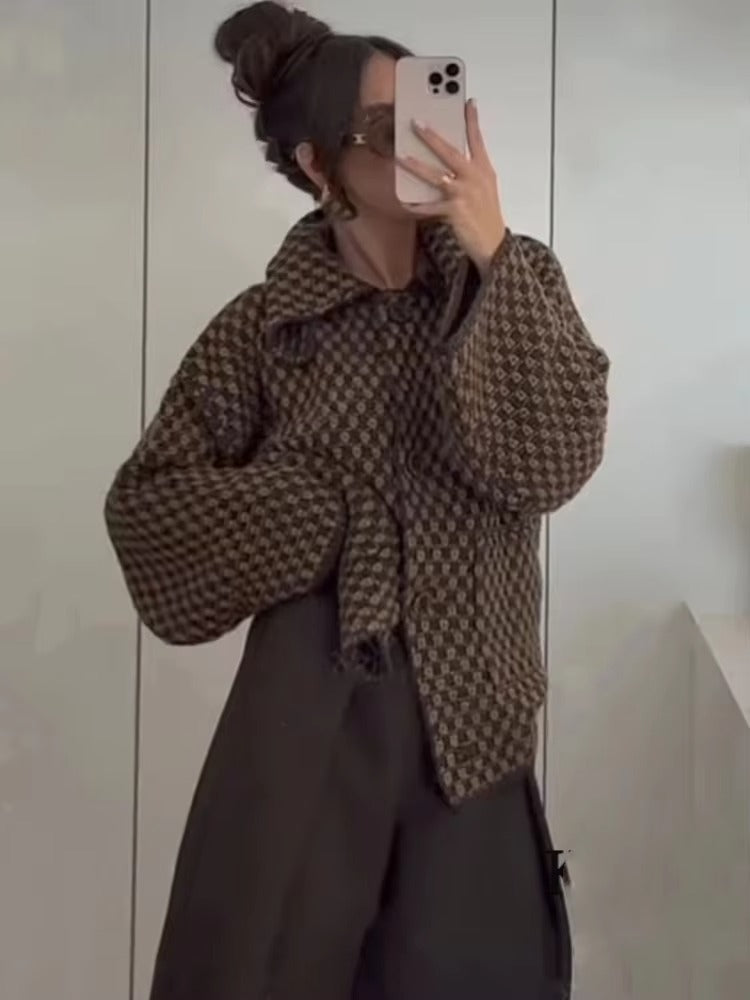 Women's Oversized Jacquard Knit Cardigan
