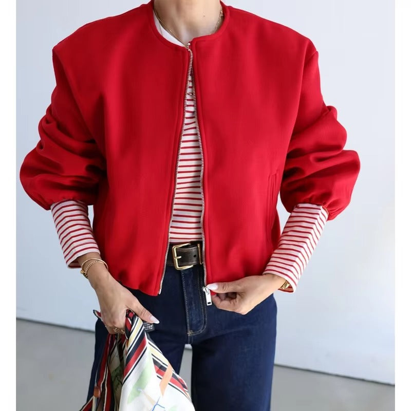 Women's Cropped Zip Bomber Jacket