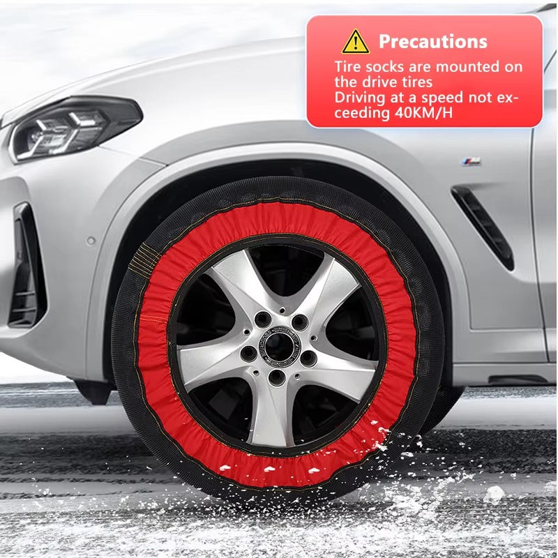 Anti-Slip Snow Socks for Car Tires - Reusable Winter Traction Covers