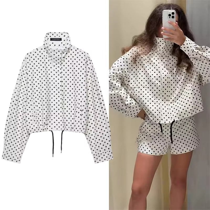 Women's Polka Dot Cropped Jacket