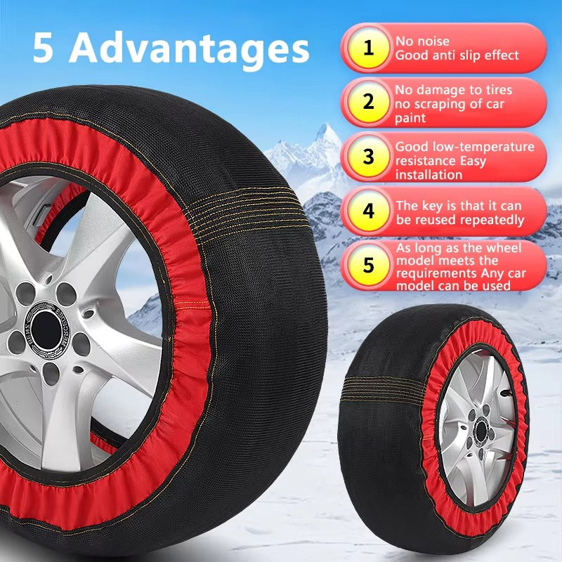 Anti-Slip Snow Socks for Car Tires - Reusable Winter Traction Covers
