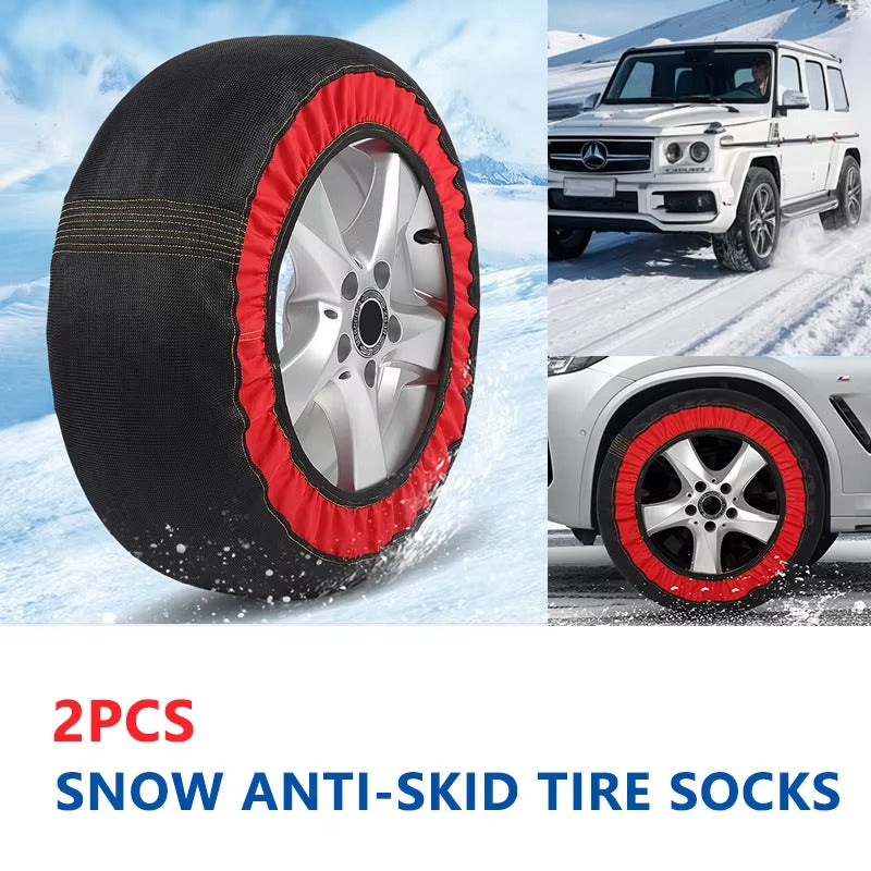 Anti-Slip Snow Socks for Car Tires - Reusable Winter Traction Covers