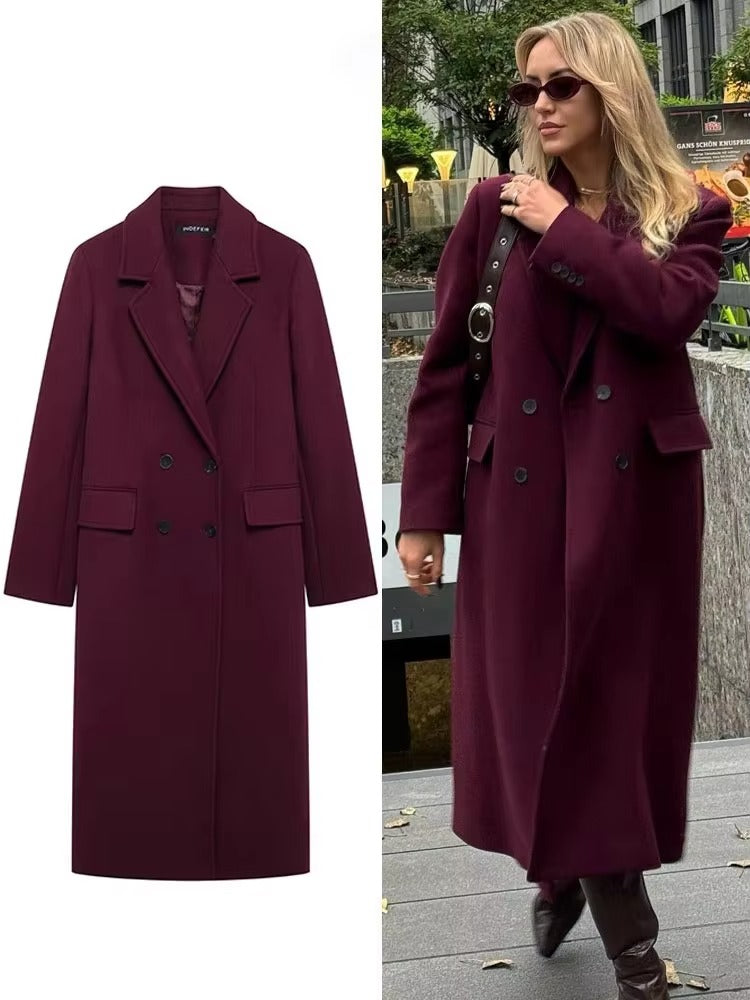 Double Breasted Long Sleeve Coat