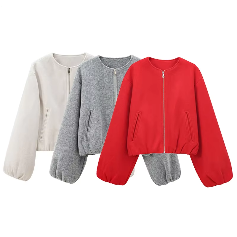 Women's Cropped Zip Bomber Jacket