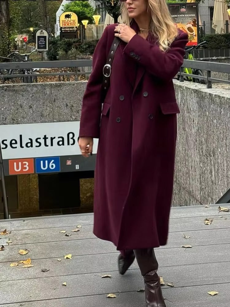 Double Breasted Long Sleeve Coat
