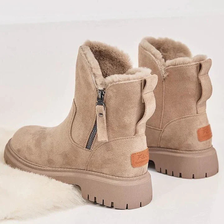 Chic Suede Effect Ankle Boots with Cozy Fur Lining