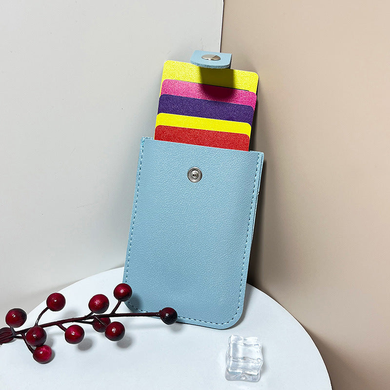 Slim Minimalist PU Leather Card Holder for Women