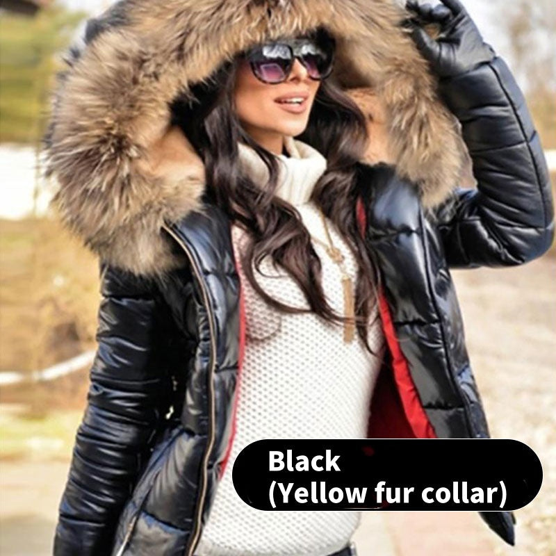Cozy Fur Collar Hooded Jacket for Women