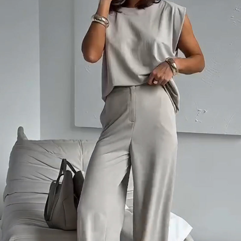 Chic Two-Piece T-Shirt and Wide Leg Pants Set for Women