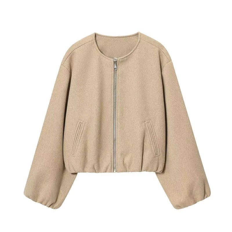 Women's Cropped Zip Bomber Jacket