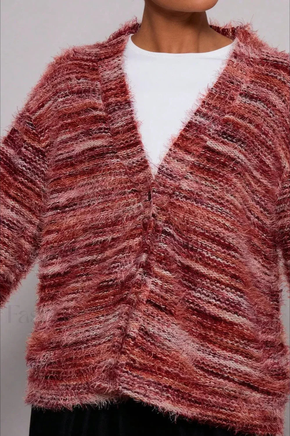 Cozy Vintage Stripe V-neck Knit Cardigan