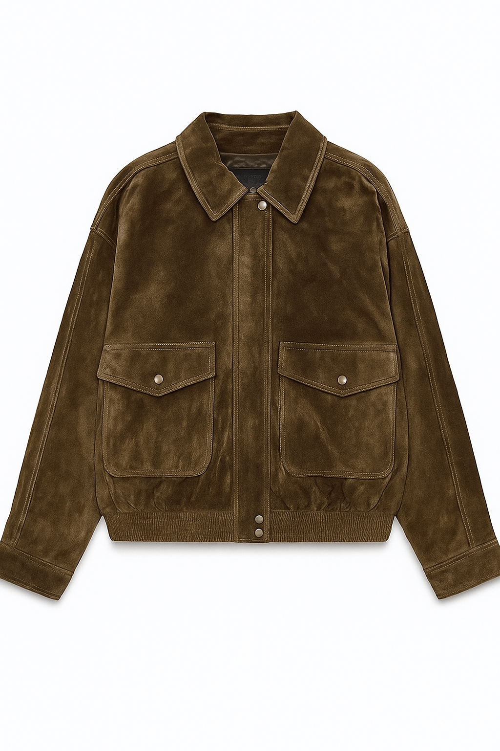 Classic Women's Bomber Jacket with Collar and Flap Pockets