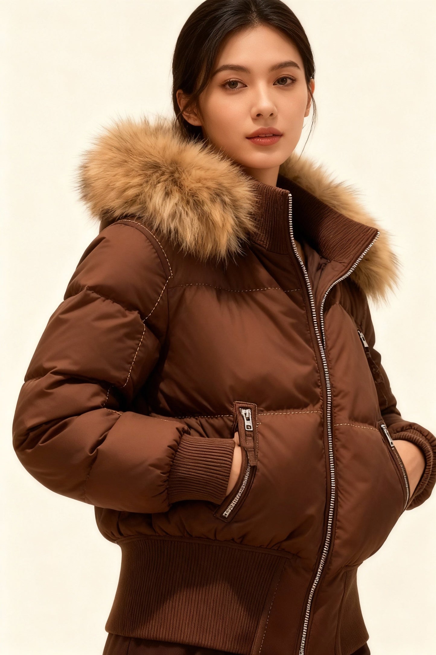 Lightweight Quilted Winter Jacket with Removable Hood
