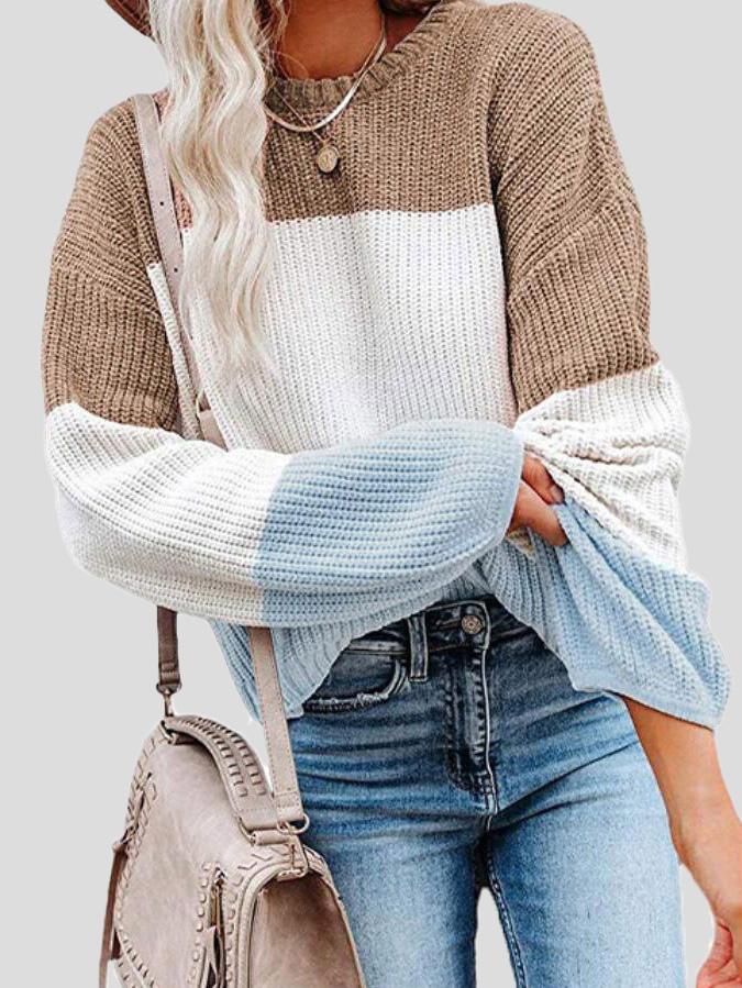 Cozy Colorblock Knit Sweater for Women