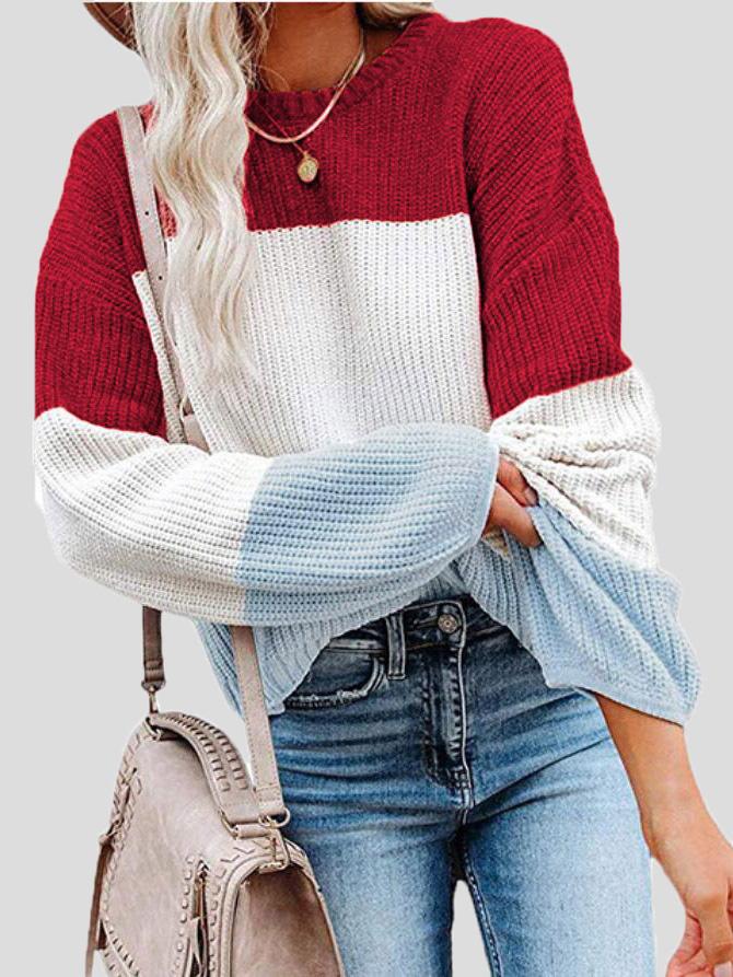 Cozy Colorblock Knit Sweater for Women