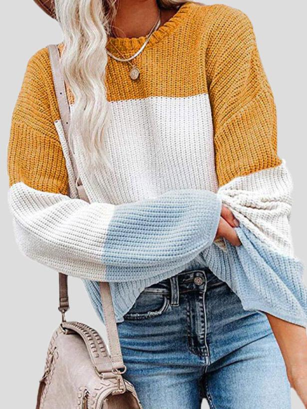 Cozy Colorblock Knit Sweater for Women
